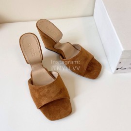 Byfar Summer Leather Slope Heel Slippers For Women Brown