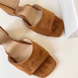 Byfar Summer Leather Slope Heel Slippers For Women Brown