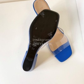 Byfar Summer Leather Slope Heel Slippers For Women Blue