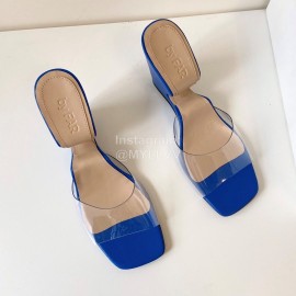 Byfar Summer Leather Slope Heel Slippers For Women Blue