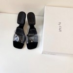 Byfar Summer Leather Slope Heel Slippers For Women Black