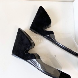 Byfar Summer Leather Slope Heel Slippers For Women Black