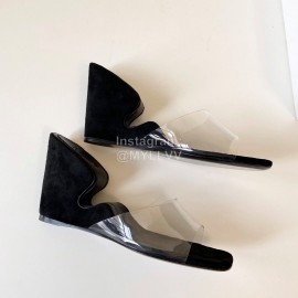 Byfar Summer Leather Slope Heel Slippers For Women Black