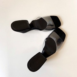 Byfar Summer Leather Slope Heel Slippers For Women Black