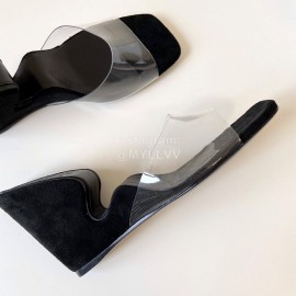 Byfar Summer Leather Slope Heel Slippers For Women Black