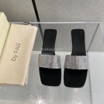 Byfar Summer New Diamond High Heel Slippers For Women Black