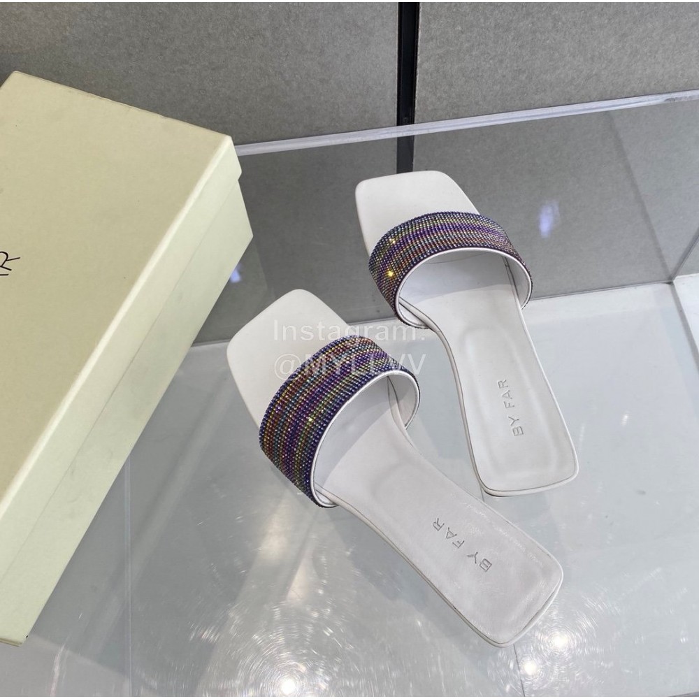 Byfar Summer New Diamond High Heel Slippers For Women White