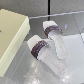 Byfar Summer New Diamond High Heel Slippers For Women White