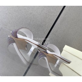 Byfar Summer New Diamond High Heel Slippers For Women White