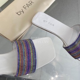 Byfar Summer New Diamond High Heel Slippers For Women White