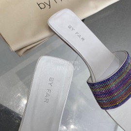 Byfar Summer New Diamond High Heel Slippers For Women White