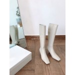 Byfar New Soft Sheepskin High Heel Knee Boots For Women White