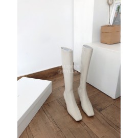 Byfar New Soft Sheepskin High Heel Knee Boots For Women White