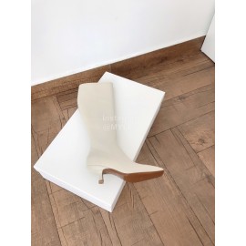 Byfar New Soft Sheepskin High Heel Knee Boots For Women White