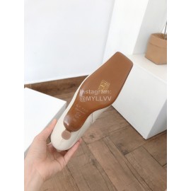 Byfar New Soft Sheepskin High Heel Knee Boots For Women White