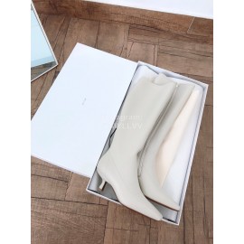 Byfar New Soft Sheepskin High Heel Knee Boots For Women White