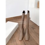 Byfar New Soft Sheepskin High Heel Knee Boots For Women Brown