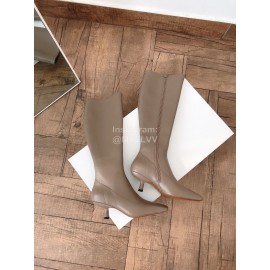 Byfar New Soft Sheepskin High Heel Knee Boots For Women Brown