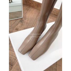 Byfar New Soft Sheepskin High Heel Knee Boots For Women Brown