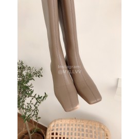 Byfar New Soft Sheepskin High Heel Knee Boots For Women Brown