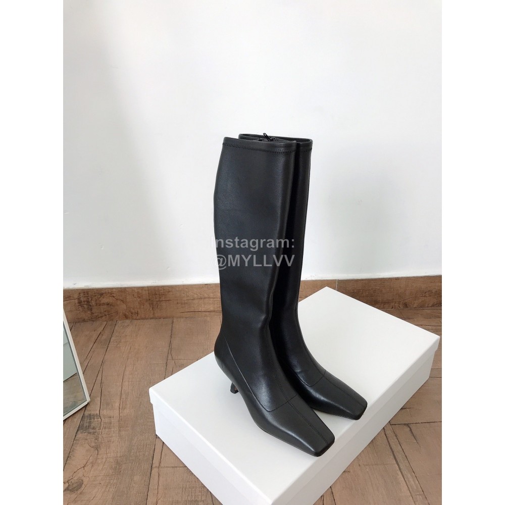 Byfar New Soft Sheepskin High Heel Knee Boots For Women Black