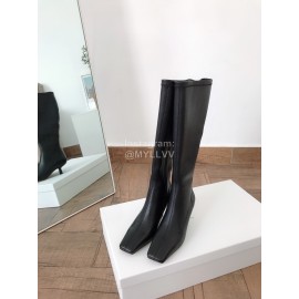 Byfar New Soft Sheepskin High Heel Knee Boots For Women Black