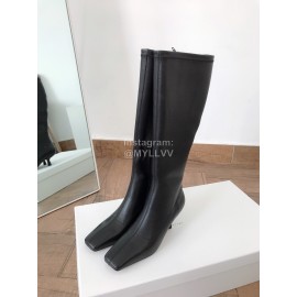 Byfar New Soft Sheepskin High Heel Knee Boots For Women Black