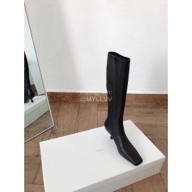 Byfar New Soft Sheepskin High Heel Knee Boots For Women Black