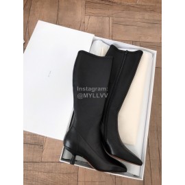 Byfar New Soft Sheepskin High Heel Knee Boots For Women Black
