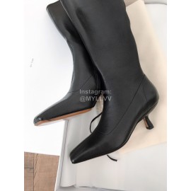 Byfar New Soft Sheepskin High Heel Knee Boots For Women Black