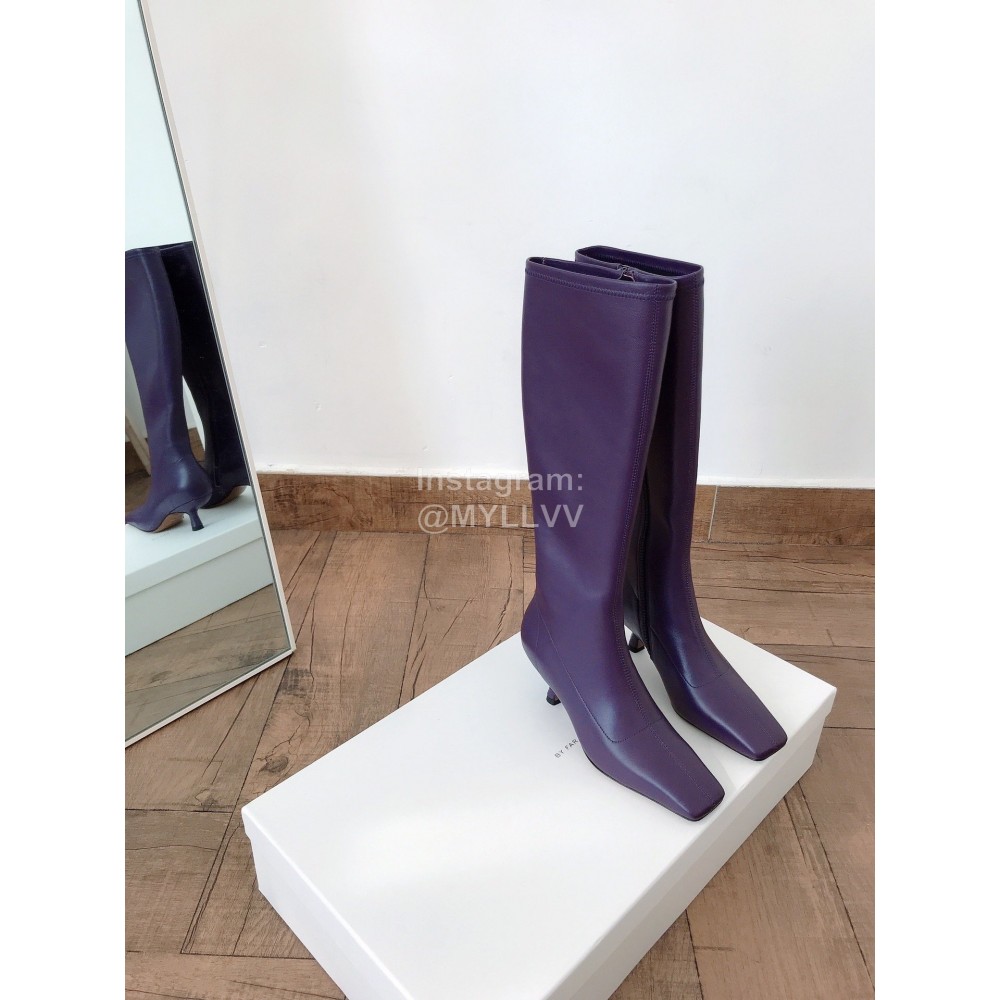 Byfar New Soft Sheepskin High Heel Knee Boots For Women Purple