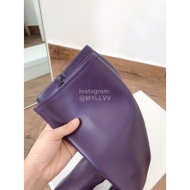 Byfar New Soft Sheepskin High Heel Knee Boots For Women Purple