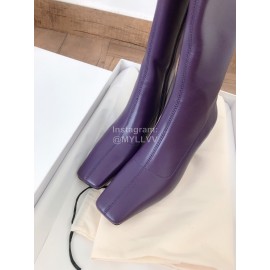 Byfar New Soft Sheepskin High Heel Knee Boots For Women Purple