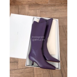 Byfar New Soft Sheepskin High Heel Knee Boots For Women Purple