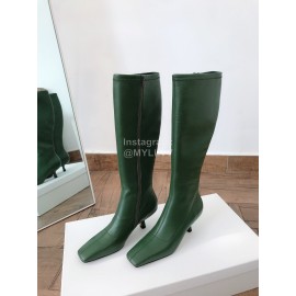 Byfar New Soft Sheepskin High Heel Knee Boots For Women Green