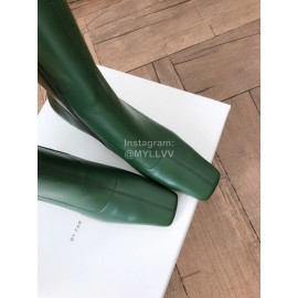 Byfar New Soft Sheepskin High Heel Knee Boots For Women Green