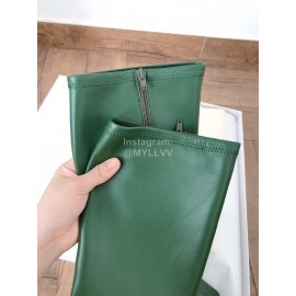 Byfar New Soft Sheepskin High Heel Knee Boots For Women Green