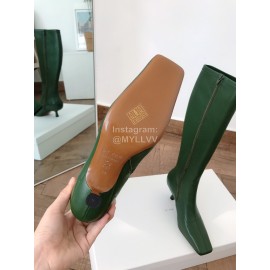 Byfar New Soft Sheepskin High Heel Knee Boots For Women Green