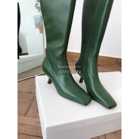 Byfar New Soft Sheepskin High Heel Knee Boots For Women Green