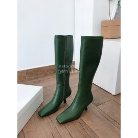 Byfar New Soft Sheepskin High Heel Knee Boots For Women Green