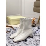 Byfar Autumn Winter Retro Square Head Short Boots For Women White