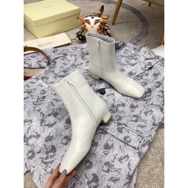 Byfar Autumn Winter Retro Square Head Short Boots For Women White