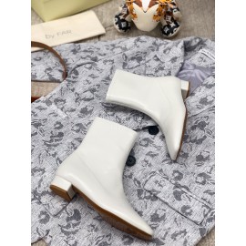 Byfar Autumn Winter Retro Square Head Short Boots For Women White