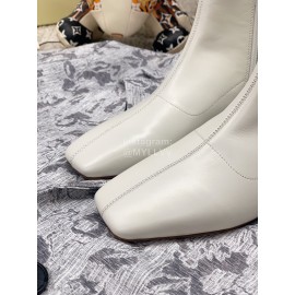 Byfar Autumn Winter Retro Square Head Short Boots For Women White