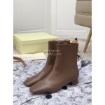 Byfar Autumn Winter Retro Square Head Short Boots For Women Brown