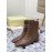 Byfar Autumn Winter Retro Square Head Short Boots For Women Brown