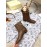 Byfar Autumn Winter Retro Square Head Short Boots For Women Brown