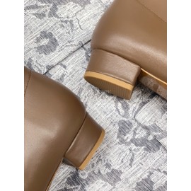 Byfar Autumn Winter Retro Square Head Short Boots For Women Brown