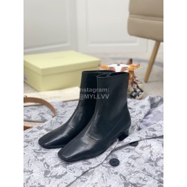 Byfar Autumn Winter Retro Square Head Short Boots For Women Black