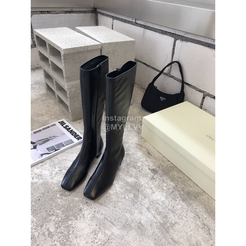 Byfar Fashion Soft Sheepskin High Heel Knee Boots For Women Black